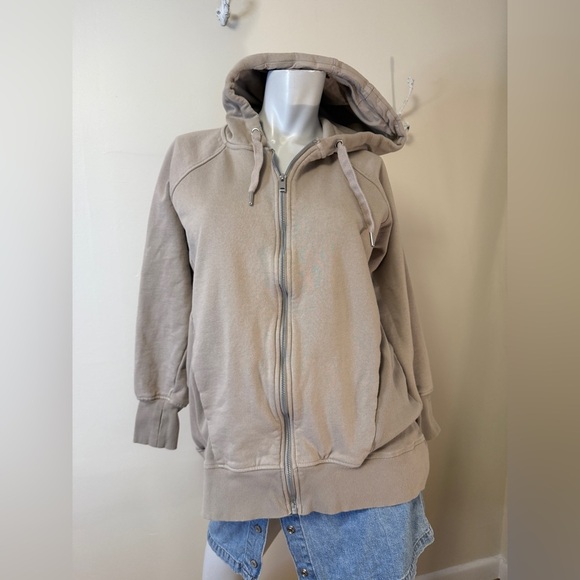 Seraphine Hoodie Jacket Taupe Maternity Nursing Zip-Up Hoodie No Panel Sz 8 - Picture 2 of 7